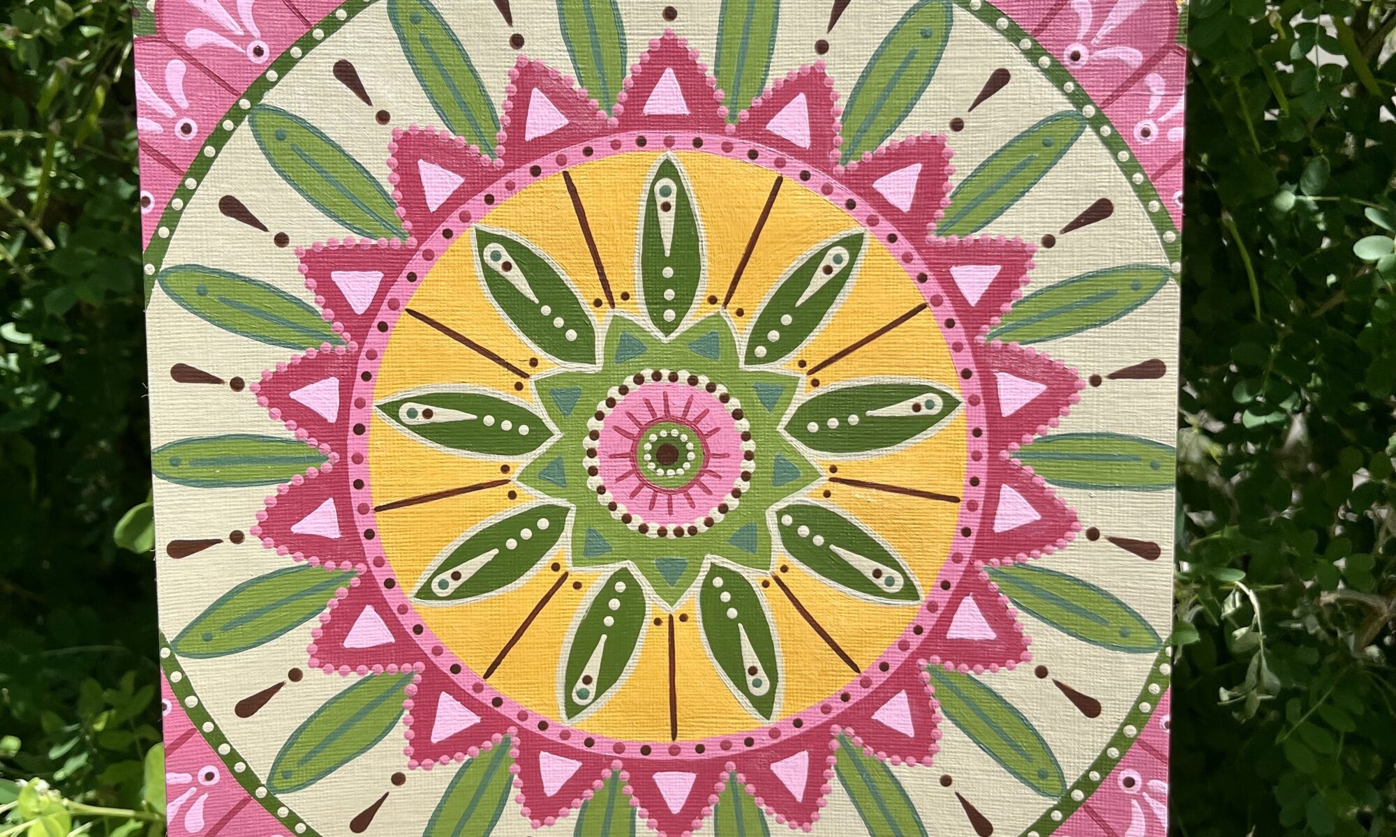 Golden, rose, garden, mandala, pattern, retro