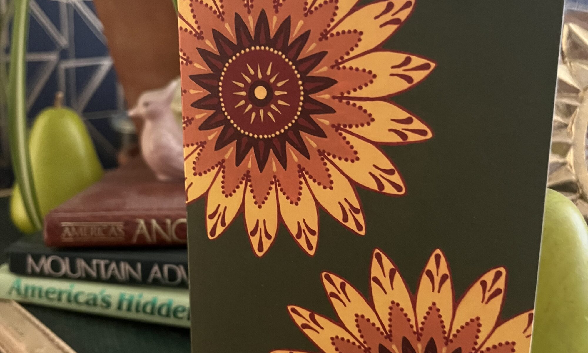 card, greeting, sunflowers, mandala, circle