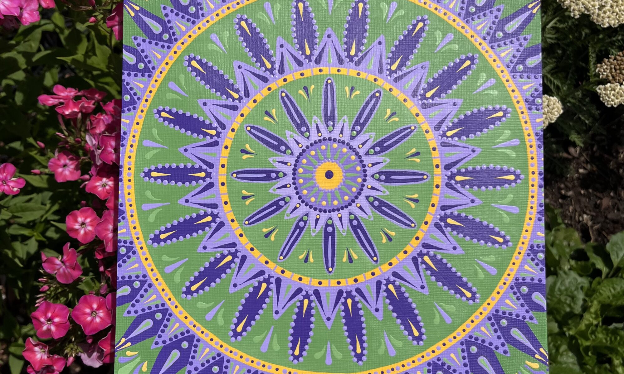asters, flowers, purple, mandala, painting, circle, mardi gras, parade