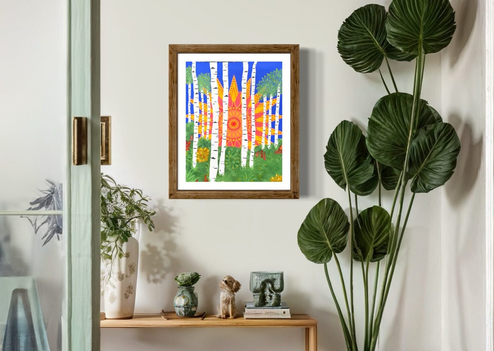 trees, aspen, forest, colorado, acrylic, painting, mandala