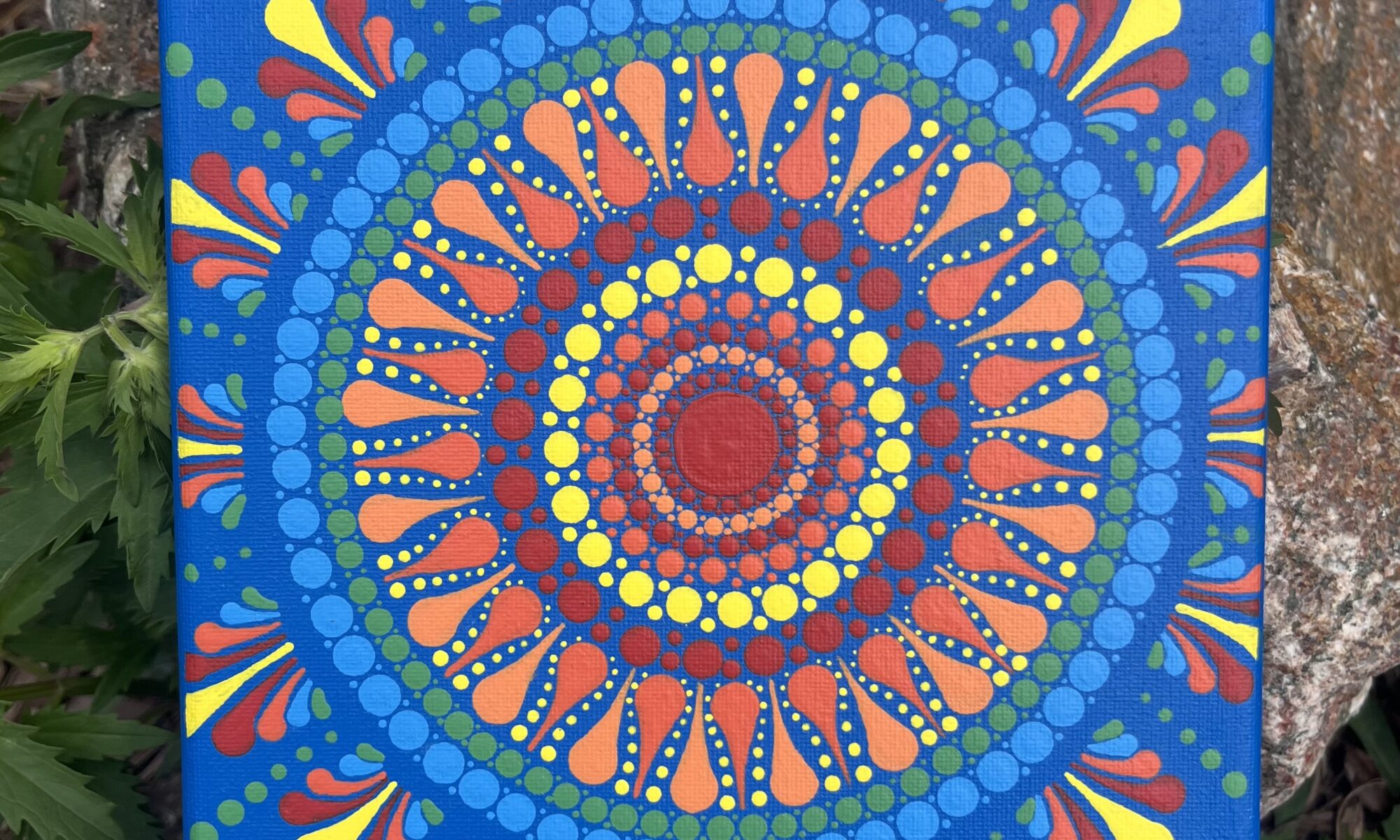 blue, sky, bird, mandala, dots, swoops